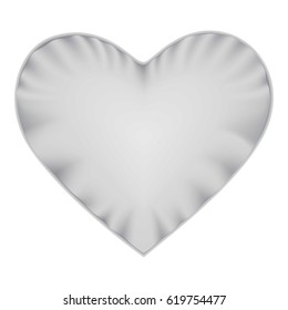 White heart shape pillow mockup. Realistic illustration of white heart shape pillow vector mockup for web