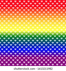 White heart shaped background on LGBT color background