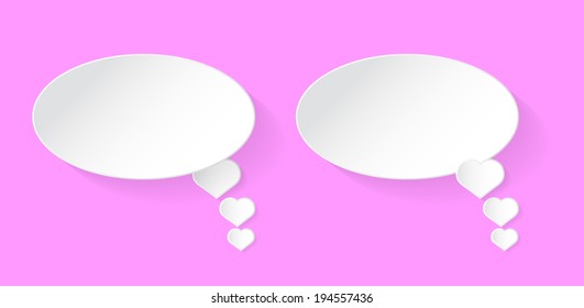 White heart speech bubble with shadow vector on pink background