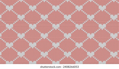 White heart and square frame knitted pattern, Festive Sweater Design. Seamless Knitted Pattern