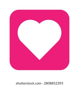 White heart symbol inside a rounded square frame with bright pink background love