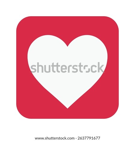 White heart symbol in red rounded square