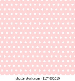 White heart symbol turn around orderly seamless pattern on pink background vector. Punchy pastel color, minimalist style.