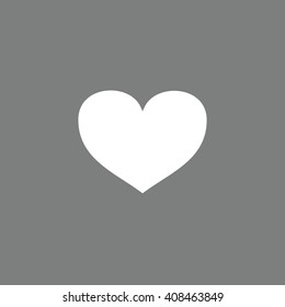 White heart symbol vector illustration. Gray background