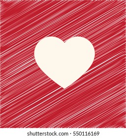 White heart with textured red background