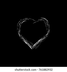 White heart two on black background. Fashion stylish print for sports wear. Heart as symbol of join, love. Typographic print poster. Template for t shirt, apparel, card, label, poster. Design element.