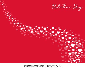 White heart and valentine day on red background