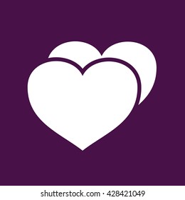 White heart vector icon illustration. Purple background - Shutterstock ID 428421049