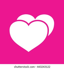 White heart vector icon illustration. Pink background