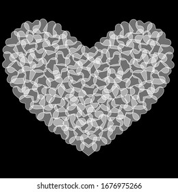 White heart vector Illustration. Isolated transparent hearts design. Use for printing, posters, T-shirts, textile drawing, print pattern, etc. 
