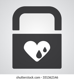 White Heart Water icon on black pad lock