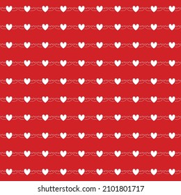 White heart and wing vector on red background for sticker, wallpaper, card wrapping paper, textile, clothes, fabric pattern on Valentine's day.