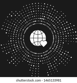 White The heart world - love icon isolated on grey background. Abstract circle random dots. Vector Illustration