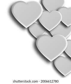 White Hearts Background Design. 3D Vector. Valentine's Day concept.