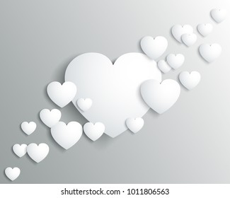 White hearts, beautiful concept of Valentines day - for stock