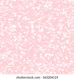 White hearts confetti. Scattered pattern on pale_pink valentine background. Vector illustration.