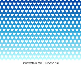 White hearts cute decorative pattern on blue background