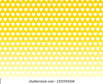 White hearts cute decorative pattern on yellow background