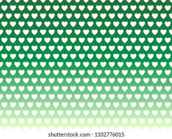 White hearts cute decorative pattern on green background