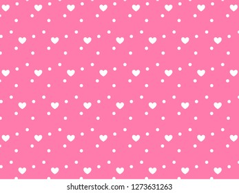 White hearts dot bakcground on pink 