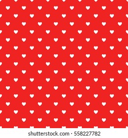 White hearts dot seamless red pattern