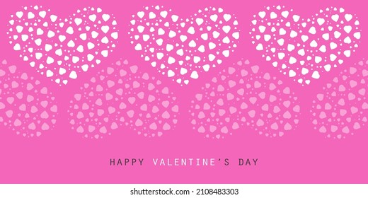 White Hearts Forming a Bigger Hearts on Purple Background - Minimalist Valentine's Day Best Wishes Card or Backdrop Vector Design