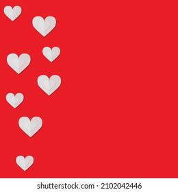 white hearts with gradient on red background
