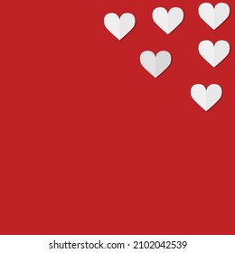 white hearts with gradient on red background