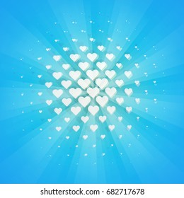 White hearts halftone design element. Retro style vector illustration