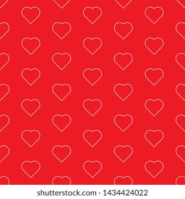 white hearts line icons seamless pattern on red background. flat love concept design. eps 10