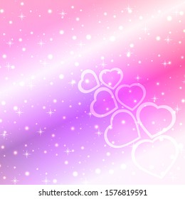 White hearts on a beautiful gentle pastel gradient with shimmering highlights.