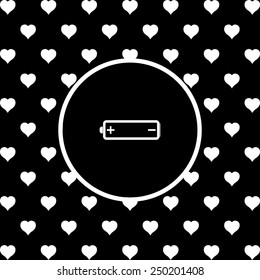 White hearts on a black background, white circle.  battery, vector illustration, EPS 10