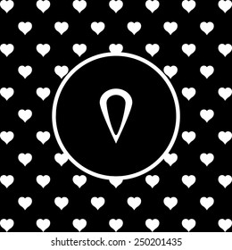 White hearts on a black background, white circle. gps,  vector illustration, EPS 10