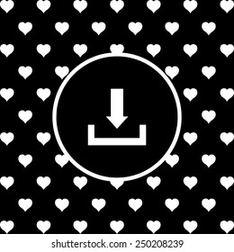 White hearts on a black background, white circle. Download.  Vector illustration EPS 10