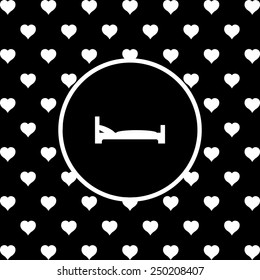 White hearts on a black background, white circle. bed.  Vector illustration EPS 10