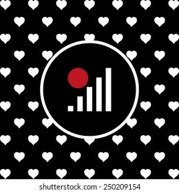 White hearts on a black background