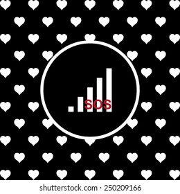 White hearts on a black background
