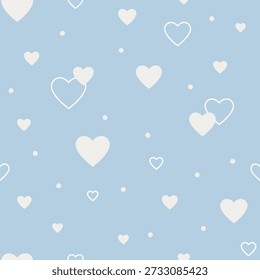 Corações brancos sobre um fundo azul. Padrão perfeito sob a máscara de corte. Fundo de namorados ou bebê para papel, tampa, têxtil, envoltório de presente. 