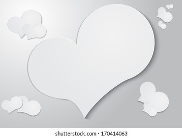 White hearts on a gray background