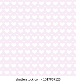 White hearts on pastel light violet background.