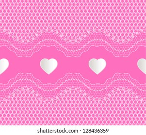 White Hearts On Pink Background