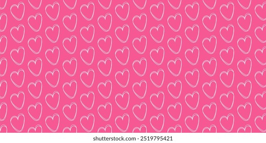 White hearts on pink background seamless pattern. Sweet love. Valentine's day cute backdrop texture, wallpaper. Romantic wedding. Mother's day.