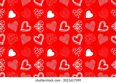 White hearts on a red background. Seamless Vector illustration. Other hearts patterns in my collection.