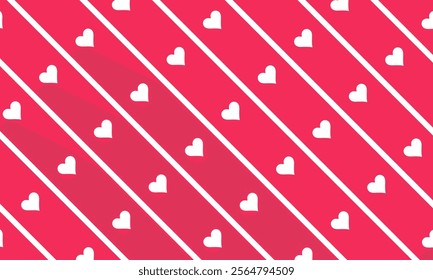 White hearts on a red background. Seamless pattern. Vector.