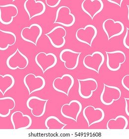 White hearts pattern on pink background.
