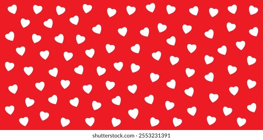 White hearts pattern on red background. Seamless design for Valentine's Day, romantic projects, and holiday-themed designs