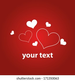 a lot of white hearts in red background