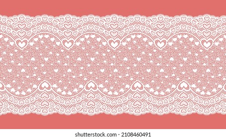 White Hearts  Romantic Lace Trim