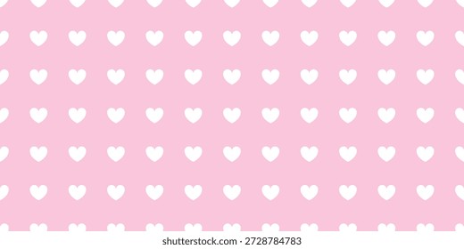 Corações brancos padrão sem costura. Dia dos namorados, amor, romance, forma do coração. Fundo rosa. Decoração de férias para impressões, banners, projetos, embalagem, scrapbook. Ilustração vetorial. Design plano.