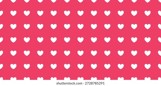 Corações brancos padrão sem costura. Dia dos namorados, amor, romance, forma do coração. Fundo vermelho. Decoração de férias para impressões, banners, projetos, embalagem, scrapbook. Ilustração vetorial. Design plano.